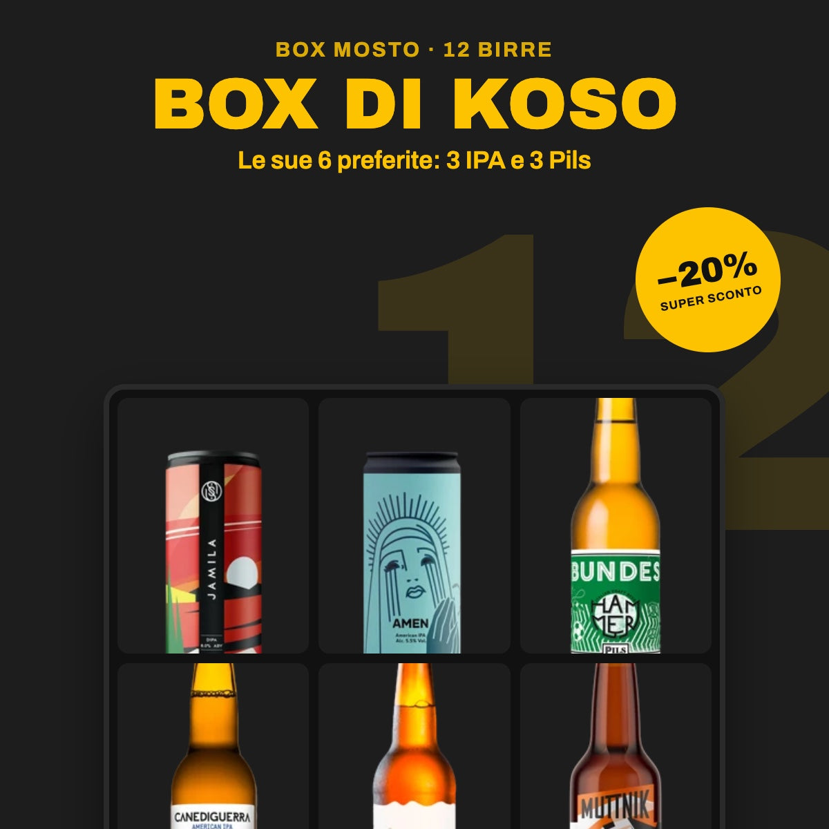 Box di Koso: 12 birre artigianali, 3 IPA e 3 Pils