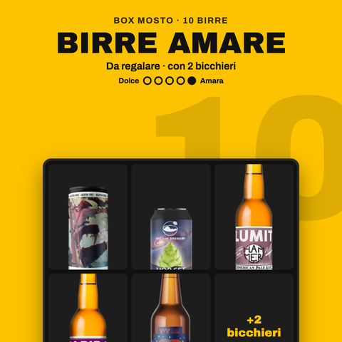Box regalo Birre Amare Mosto: 10 birre e 2 bicchieri
