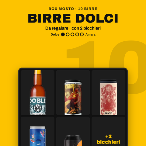 Box regalo Birre Dolci Mosto: 10 birre e 2 bicchieri